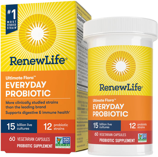 Renew Life Adult Probiotics, 15 Billion CFU Guaranteed, Everyday Probiotic Supplement for Digestive & Immune Health