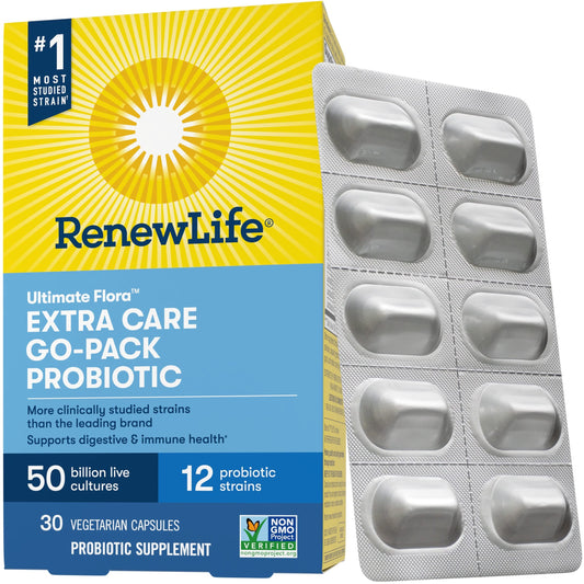 Renew Life Adult Probiotics, 50 Billion CFU Guaranteed, Extra Care Go-Pack, Probiotic Supplement for Digestive & Immune Health