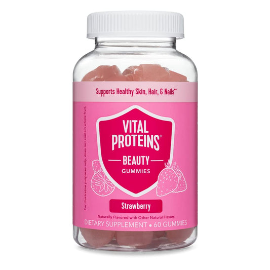 Vital Proteins Beauty Gummies, 2500mcg Biotin, Vitamin A, Zinc Supplement, Helps Supporth Healthy Hair, Skin, and Nails, 60 ct
