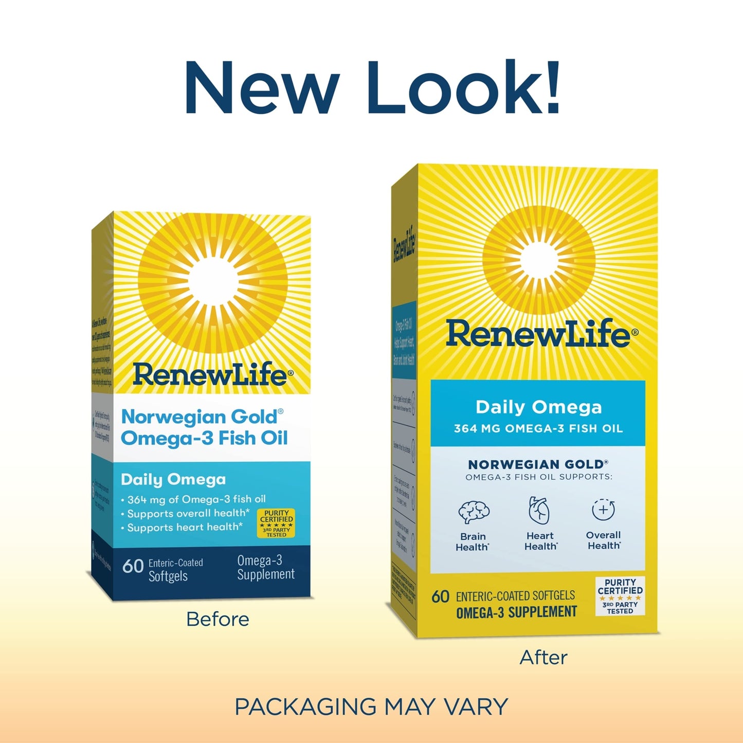 Renew Life Fish Oil, Norwegian Gold Omega-3 Supplement β 364mg Critical Omega-3 Fish Oil Supplement