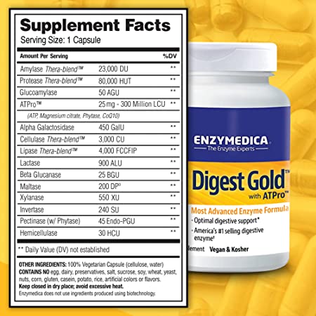 Enzymedica Digest Gold + ATPro, Maximum Strength Enzyme Formula