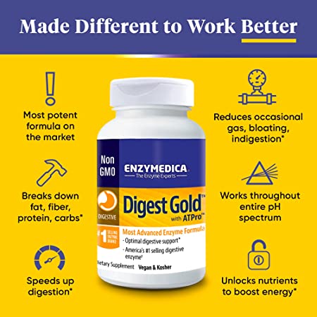 Enzymedica Digest Gold + ATPro, Maximum Strength Enzyme Formula