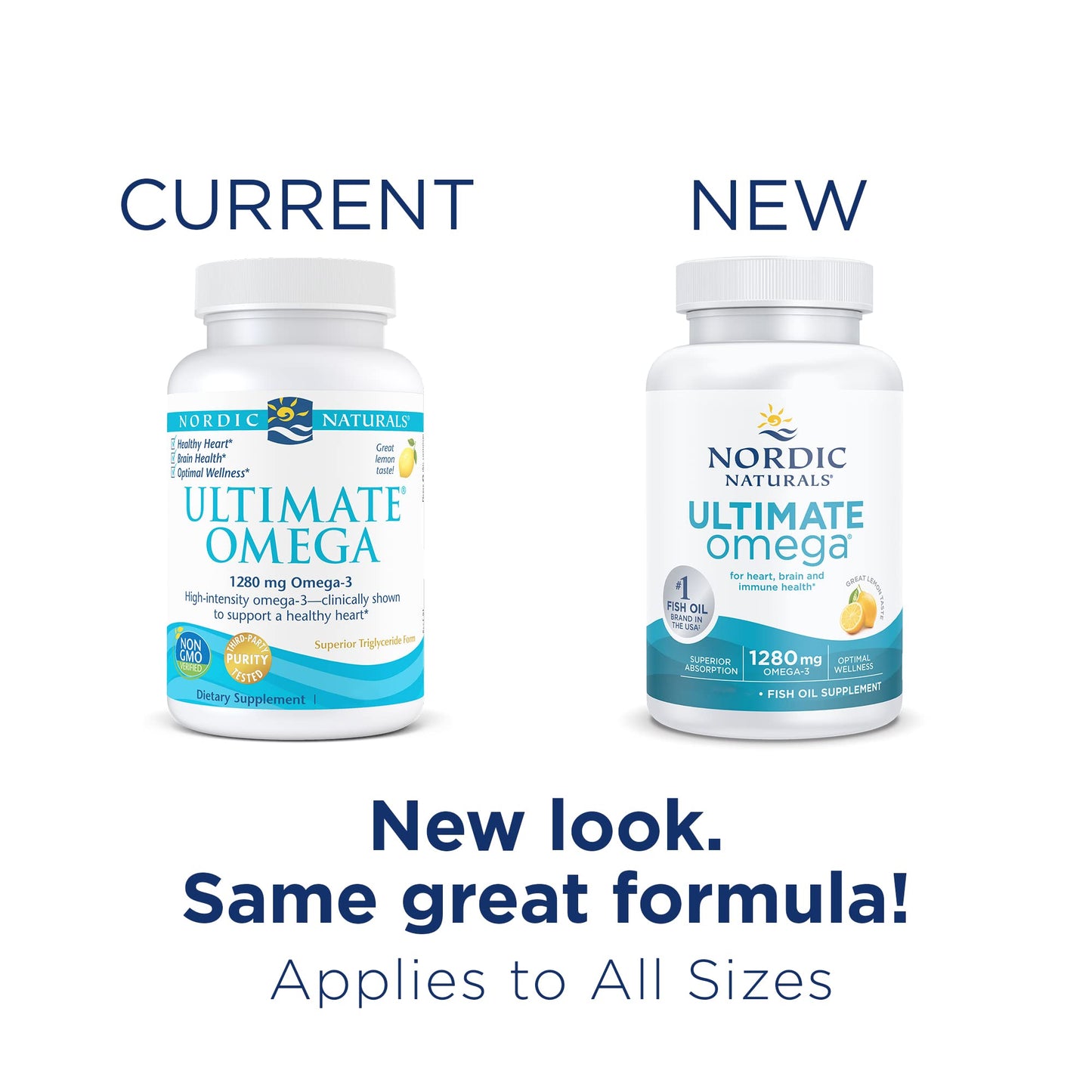 Nordic Naturals Ultimate Omega, Lemon Flavor - 180 Soft Gels - 1280 mg Omega-3 - High-Potency Omega-3 Fish Oil with EPA & DHA - Promotes Brain & Heart Health - Non-GMO - 90 Servings