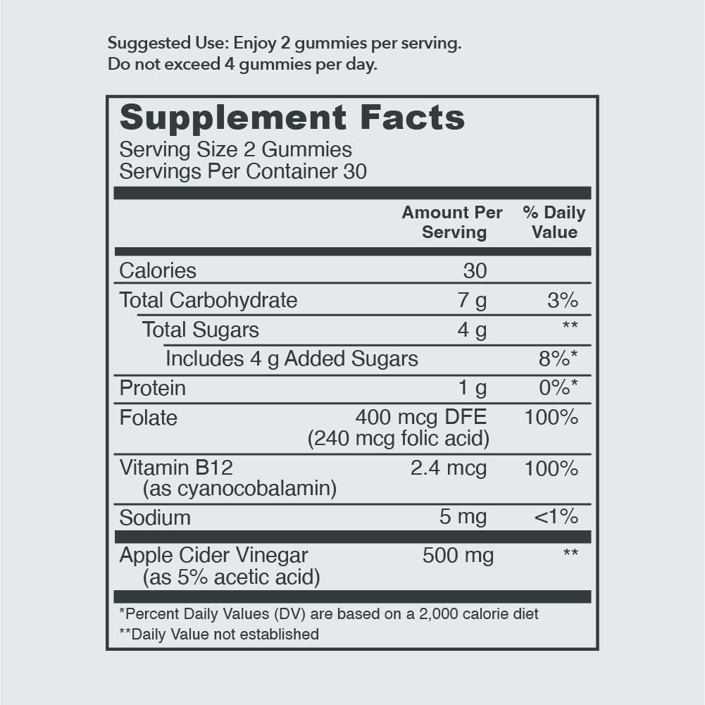 Vital Proteins Apple Cider Vinegar Gummies, 500mg Apple Cider Vinegar, Vitamin B12, 60ct