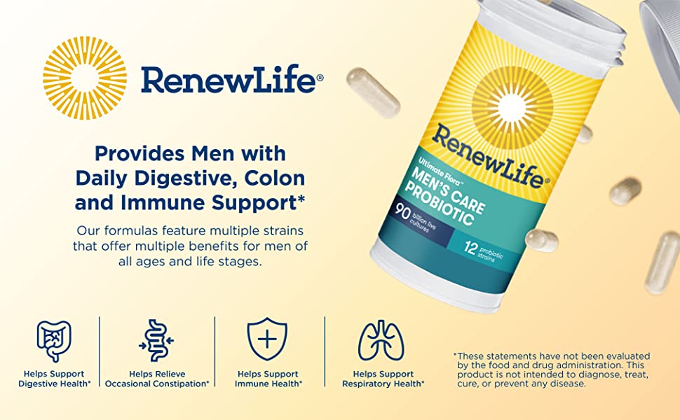 Renew Life Probiotics for Men - 90 Billion CFU, Probiotic Supplement for Digestive, Colon & Immune Health