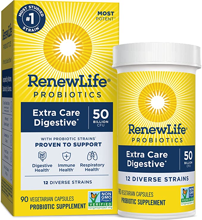 Renew Life Adult Probiotics, 50 Billion CFU Guaranteed, Probiotic Supplement for Digestive & Immune Health, Shelf Stable