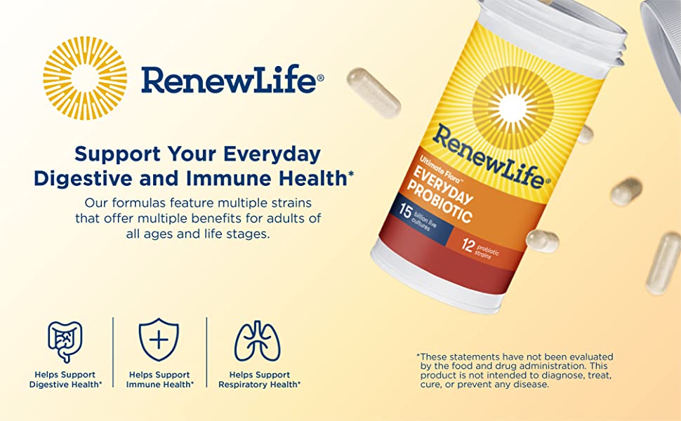 Renew Life Adult Probiotics, 15 Billion CFU Guaranteed, Everyday Probiotic Supplement for Digestive & Immune Health